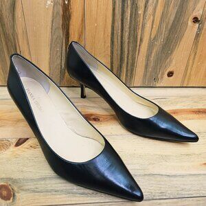 Ivanka Trump Indico Pointed Toe Pumps Heel Black Leather Size 13